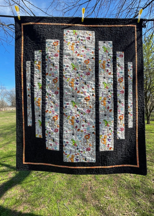 Whimsical Animal Window Pane Quilt, Black