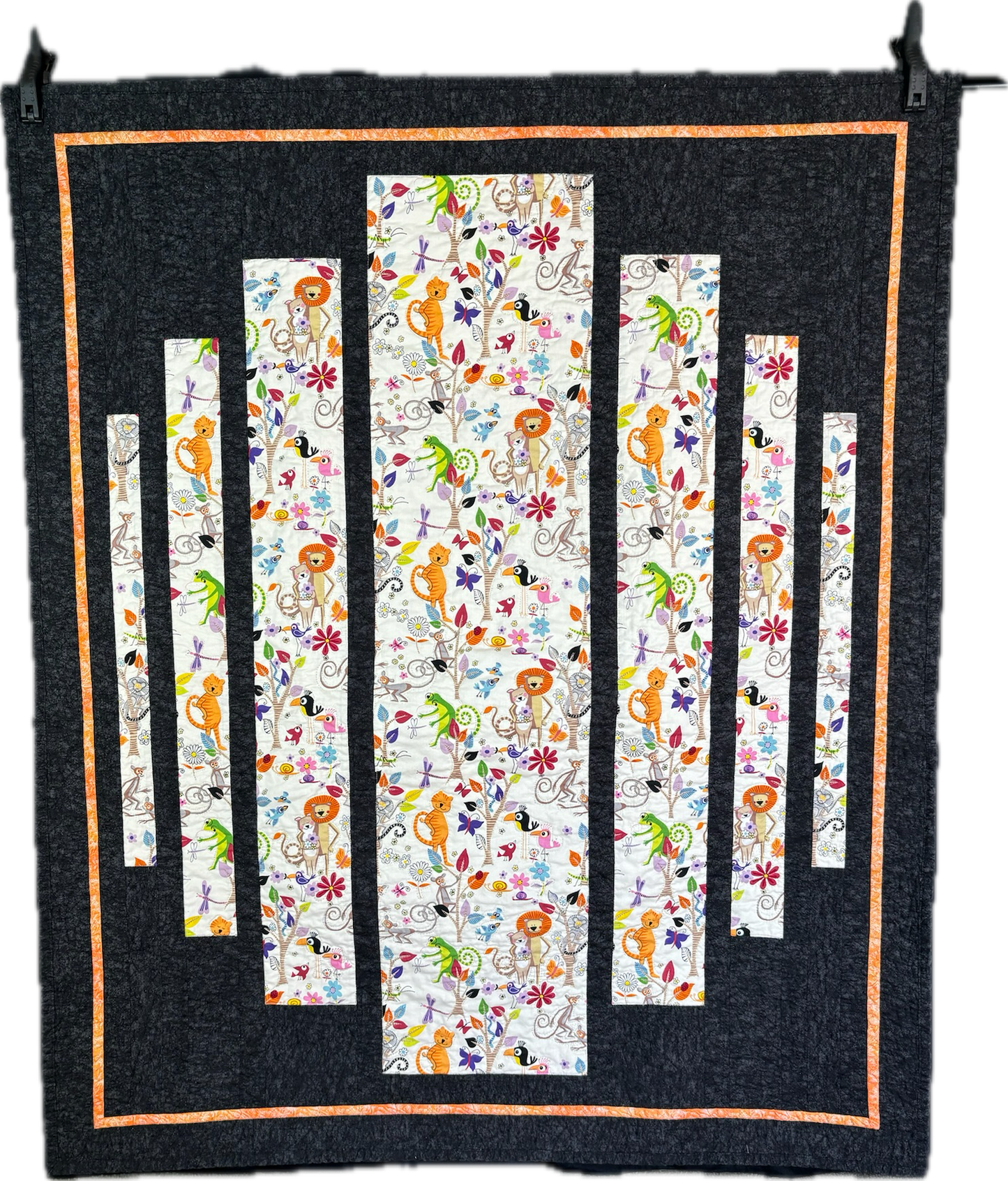 Whimsical Animal Window Pane Quilt, Black